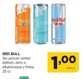 Alimerka RED BULL Sin azúcar winter edition, zero o albaricoque y fresa oferta