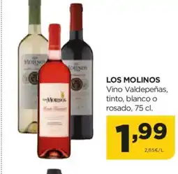 Alimerka LOS MOLINOS Vino Valdepeñas, tinto, blanco o rosado oferta