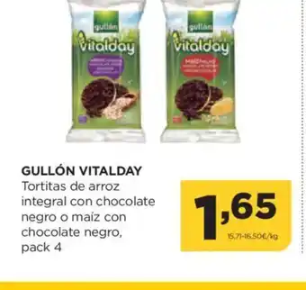 Alimerka GULLÓN VITALDAY Tortitas de arroz integral con chocolate oferta