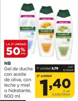 Alimerka NB Gel de ducha con aceite de oliva con leche y miel o hidratante oferta