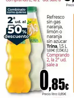 Unide Supermercados TRINA Refresco sin gas naranja o limón o naranja sin azúcar oferta