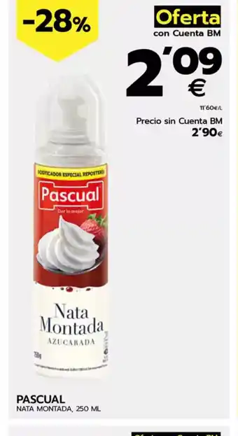 BM Supermercados PASCUAL Nata montada oferta