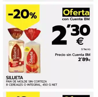 BM Supermercados SILUETA Pan de molde sin corteza oferta