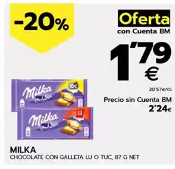 BM Supermercados MILKA Chocolate con galleta lu o tuc oferta