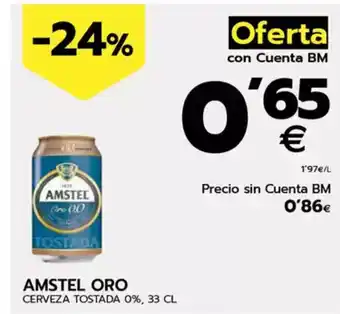 BM Supermercados AMSTEL ORO Cerveza tostada 0% oferta