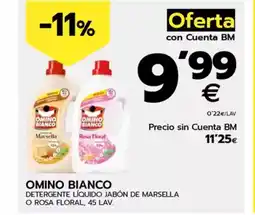 BM Supermercados OMINO BIANCO Detergente líquido jabón de marsella o rosa floral oferta