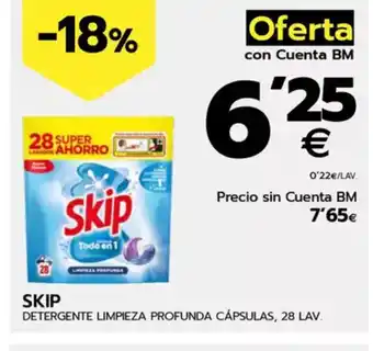 BM Supermercados SKIP Detergente limpieza profunda cápsulas, 28 lav. oferta