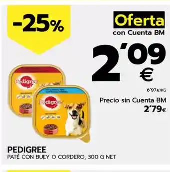 BM Supermercados PEDIGREE Paté con buey o cordero oferta