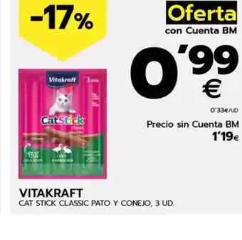 BM Supermercados VITAKRAFT Cat stick classic pato y conejo oferta