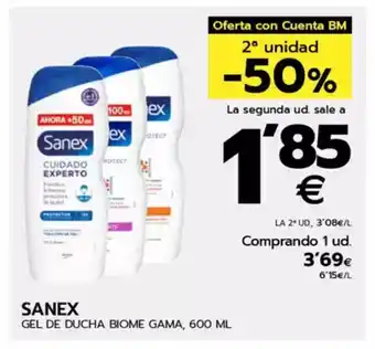 BM Supermercados SANEX Gel de ducha biome gama oferta