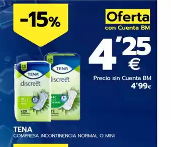 BM Supermercados TENA Compresa incontinencia normal o mini oferta