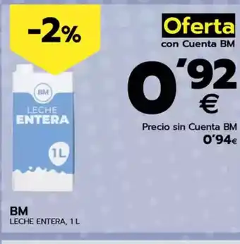 BM Supermercados BM Leche entera oferta