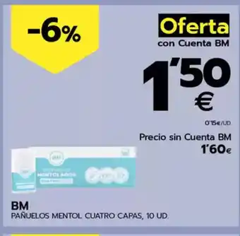 BM Supermercados BM Pañuelos mentol cuatro capas, 10 ud. oferta