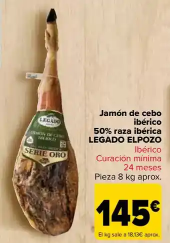 Carrefour LEGADO ELPOZO Jamón de cebo ibérico 50% raza ibérica oferta