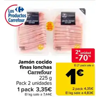 Carrefour Jamón cocido finas lonchas Carrefour oferta