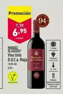 ALDI Vino tinto marqués de cáceres oferta