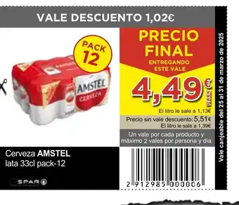 SPAR AMSTEL  Cerveza oferta