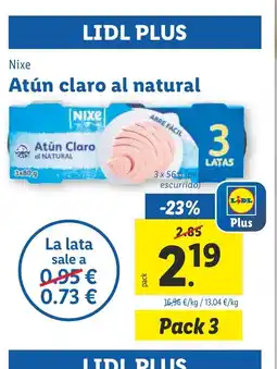 Lidl NIXE Atún claro al natural oferta