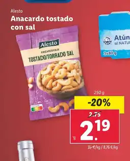 Lidl ALESTO Anacardo tostado con sal oferta