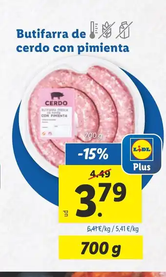 Lidl Butifarra de cerdo con pimienta oferta