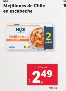 Lidl NIXE Mejillones de Chile en escabeche oferta