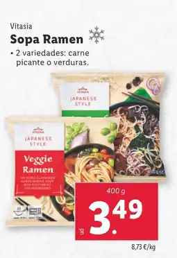 Lidl VITASIA Sopa Ramen oferta