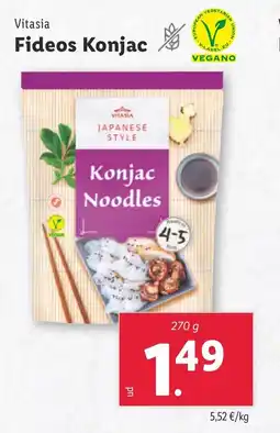 Lidl VITASIA Fideos Konjac oferta