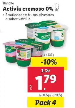 Lidl DANONE Activia cremoso 0% oferta