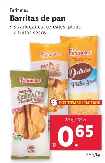 Lidl FARINETES Barritas de pan oferta