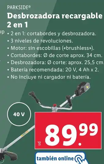 Lidl PARKSIDE Desbrozadora recargable 2 rn 1 oferta