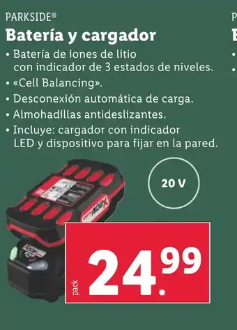 Lidl PARKSIDE Batería y cargador oferta