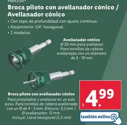 Lidl PARKSIDE Broca piloto con avellanador cónico / Avellanador cónico oferta