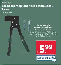 Lidl PARKSIDE Set de montaje con tacos metálicos / Tacos oferta