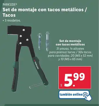 Lidl PARKSIDE Set de montaje con tacos metálicos / Tacos oferta