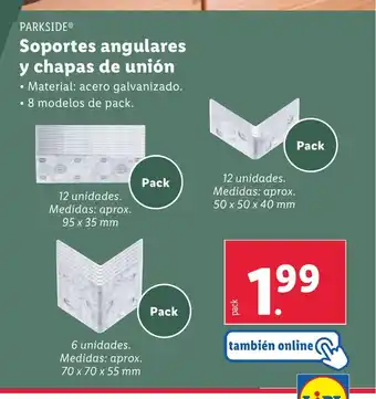 Lidl PARKSIDE Soportes angulares y chapas de unión oferta