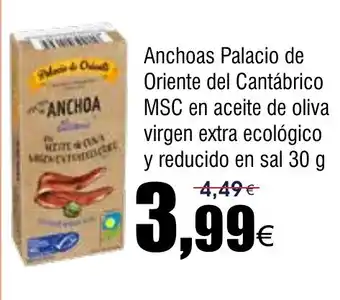 FROIZ Anchoas Palacio de Oriente del Cantábrico MSC en aceite de oliva virgen extra ecológico y reducido en sal oferta