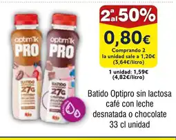 FROIZ Batido Optipro sin lactosa café con leche desnatada o chocolate oferta