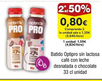 FROIZ Batido Optipro sin lactosa café con leche desnatada o chocolate oferta