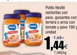 FROIZ Potito Nestlé verduritas con pavo, guisantes con ternera o arroz con tomate y pavo oferta