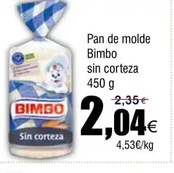 FROIZ Pan de molde Bimbo sin corteza oferta