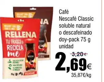 FROIZ Café Nescafé Classic soluble natural o descafeinado doy-pack oferta