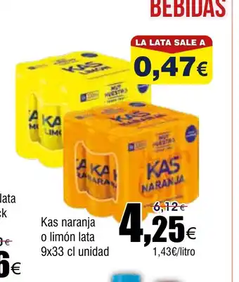 FROIZ KAS naranja o limón lata oferta