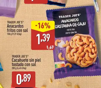 ALDI TRADER JOE'S Anacardos fritos con sal oferta