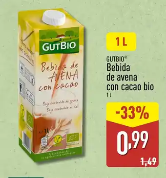 ALDI GUTBIO Bebida de avena con cacao bio oferta