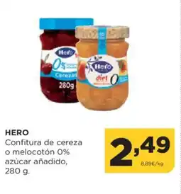 Alimerka HERO Confitura de cereza o melocotón 0% oferta