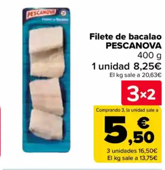 Carrefour PESCANOVA Filete de bacalao oferta