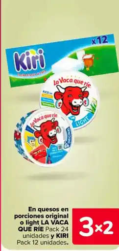 Carrefour En quesos en porciones original o light la vaca que ríe pack 24 unidades y kiri oferta