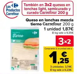 Carrefour Queso en lonchas mezcla tierno Carrefour oferta