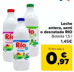 Carrefour RIO Leche entera, semi o desnatada oferta