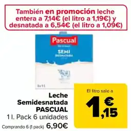 Carrefour PASCUAL Leche Semidesnatada oferta